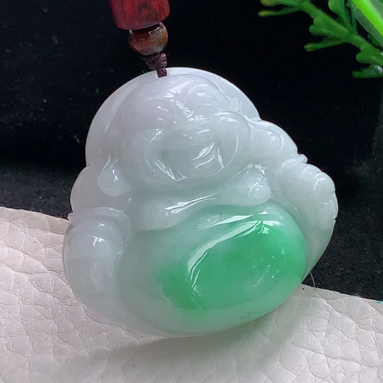 zen40*42.5*11.8自然光天然缅甸翡翠满肚绿佛公 开心佛玉吊坠 毛衣坠