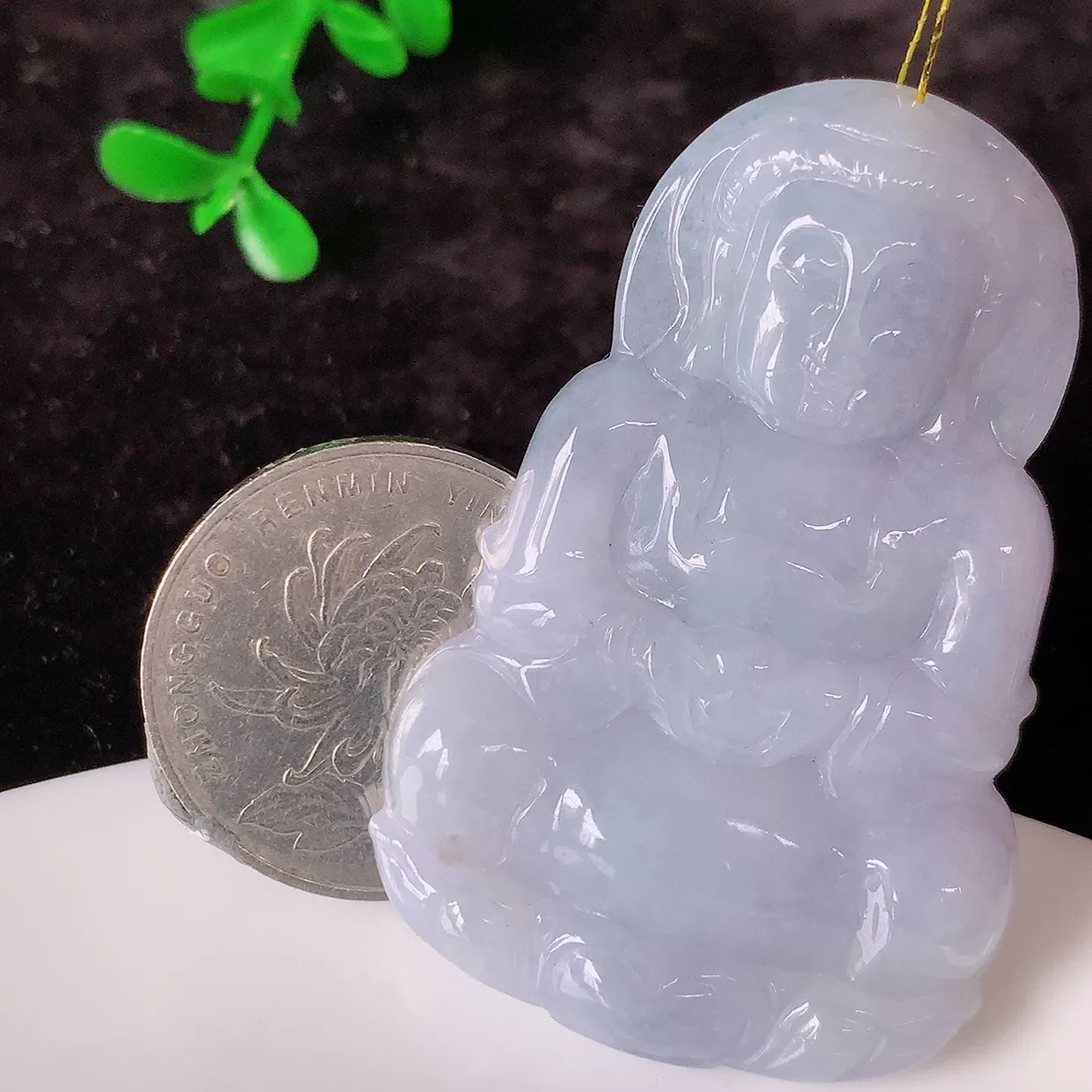 自然光实拍，冰胶紫罗兰翡翠观音吊坠，赐福翡翠观音，冰透，观音庇佑守护 ，送礼或自留佳选！#35.29