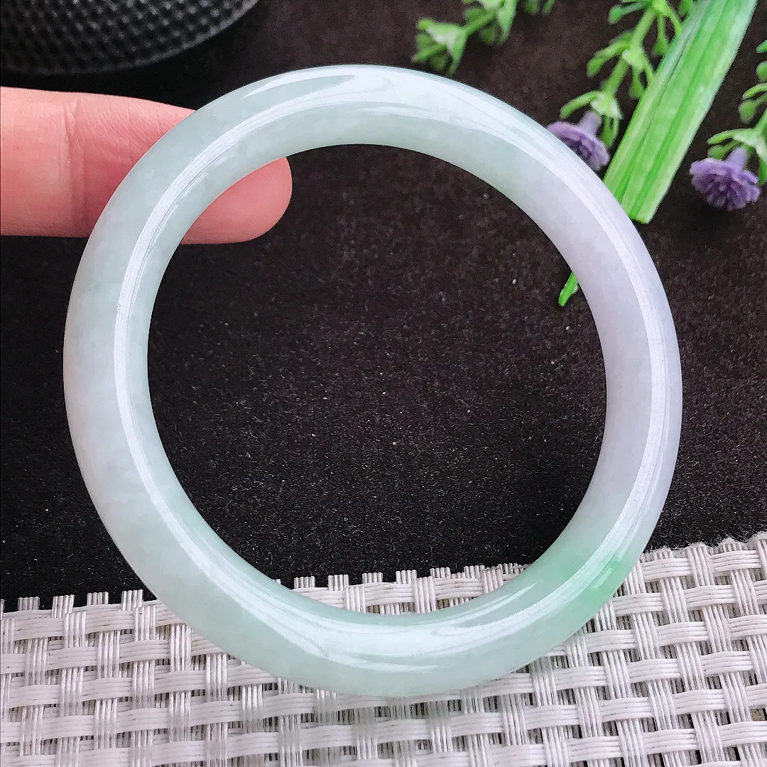 自然光55/8.8老坑秀气温润冰晴圆条手镯翡翠玉镯手环