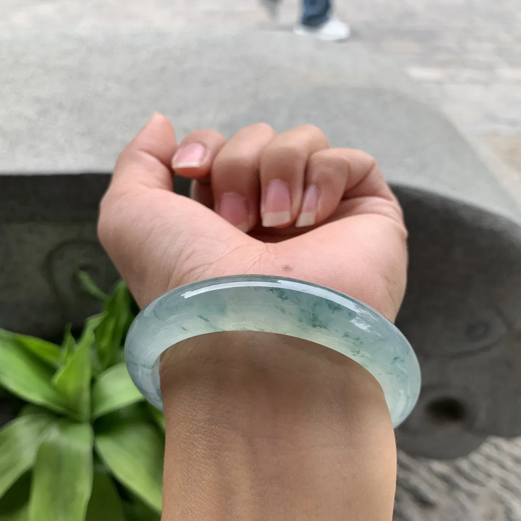 小圈口 53.3-11.4-8.5  【高冰飘花正圈手镯】正圈 53 54可戴