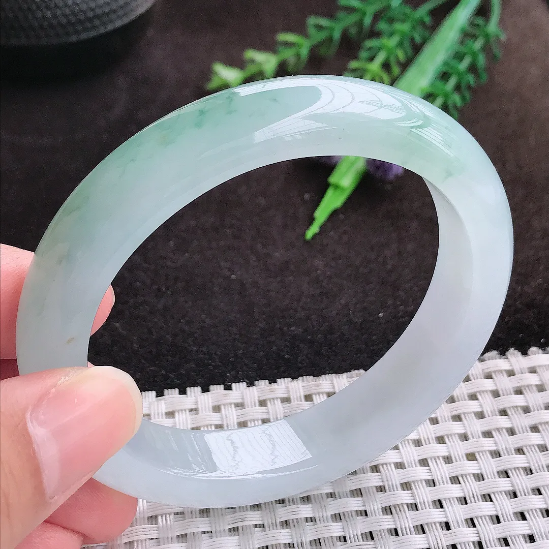 自然光58/52/13.1/8.8老坑冰胶水灵飘花大圈口贵妃手镯翡翠玉镯手环