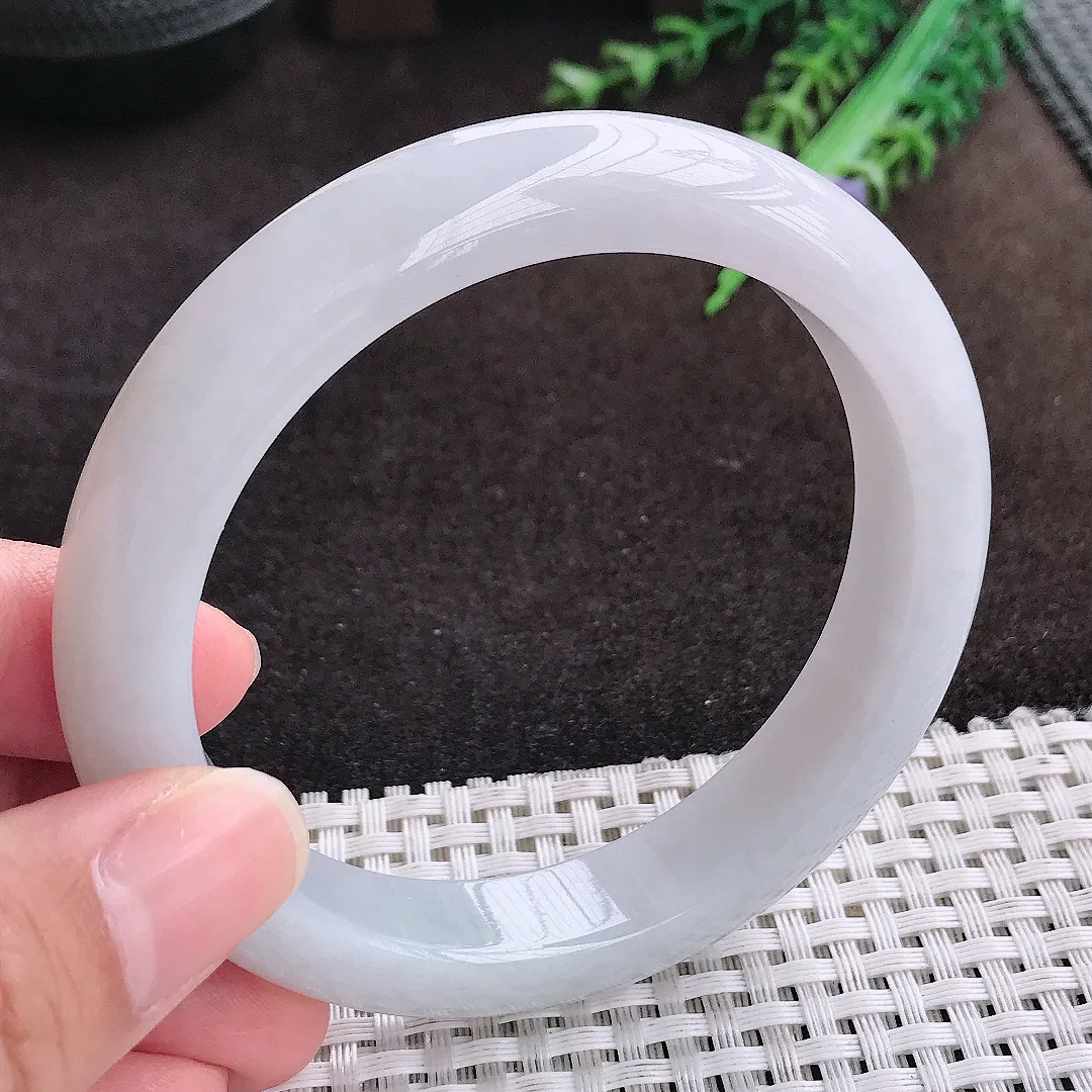 自然光60.5/12.5/9老坑秀气冰润大圈口手镯宽边翡翠玉镯手环