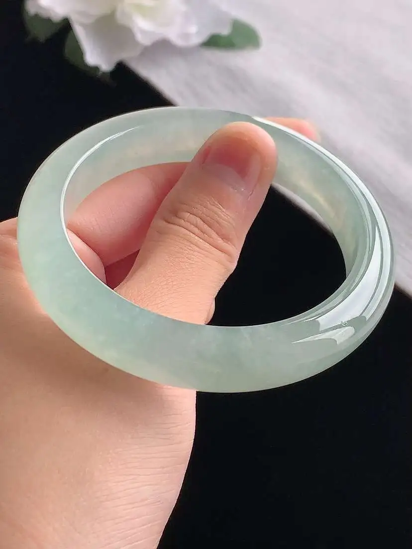a货翡翠老坑冰种晴水正装正圈手镯55-56圈口  尺寸55.5×11.6×8.2mm 重量56.12g 1031