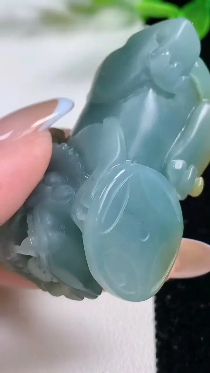 天然A货翡翠蓝水双彩貔貅吊坠，尺寸 55.7-23.7-27.5，重: 59.17g
11月1日