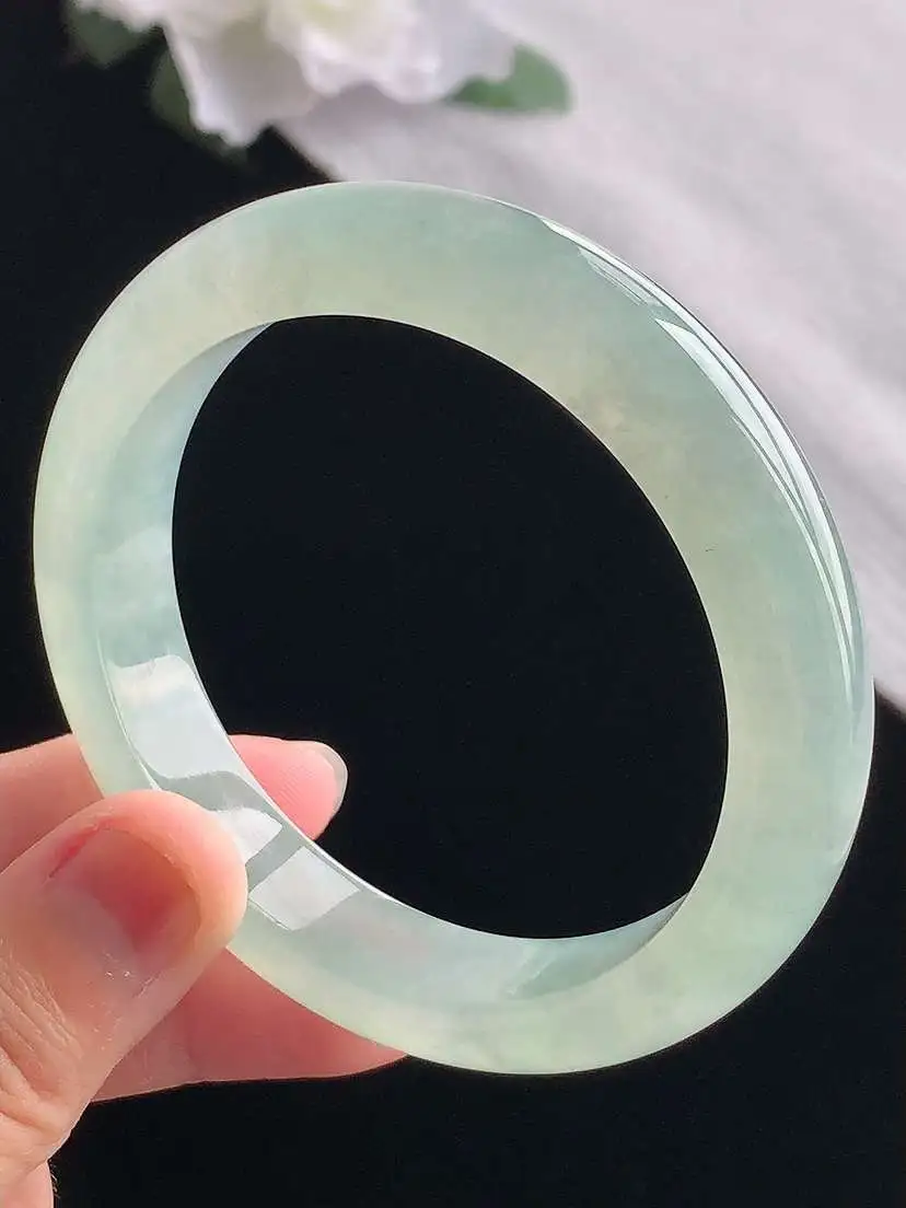 a货翡翠老坑冰种晴水正装正圈手镯55-56圈口  尺寸55.5×11.6×8.2mm 重量56.12g 1031