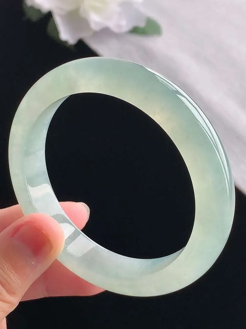 a货翡翠老坑冰种晴水正装正圈手镯55-56圈口  尺寸55.5×11.6×8.2mm 重量56.12