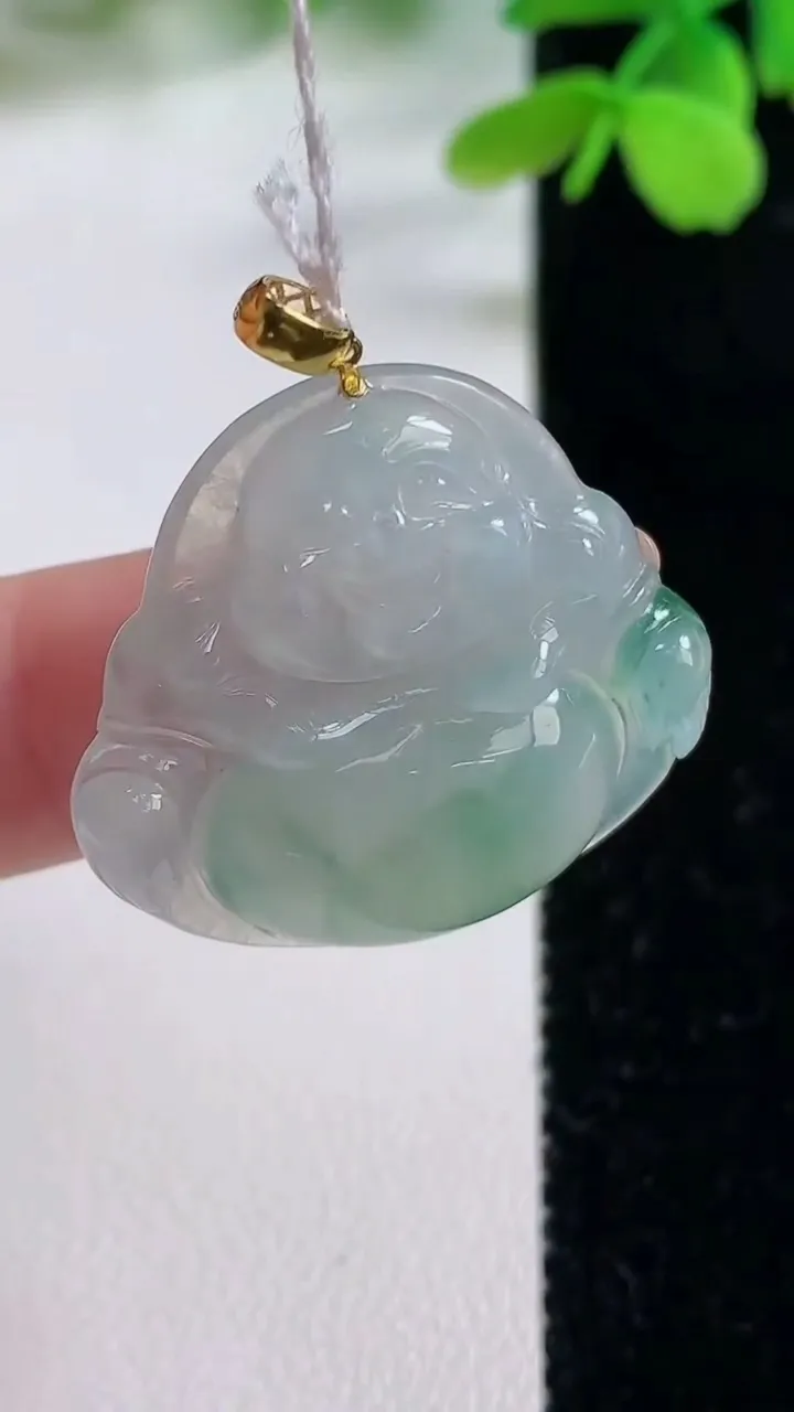 天然A货翡翠种飘花佛公吊坠，尺寸27-29.1-5.3，重量:6.46g
11月2日