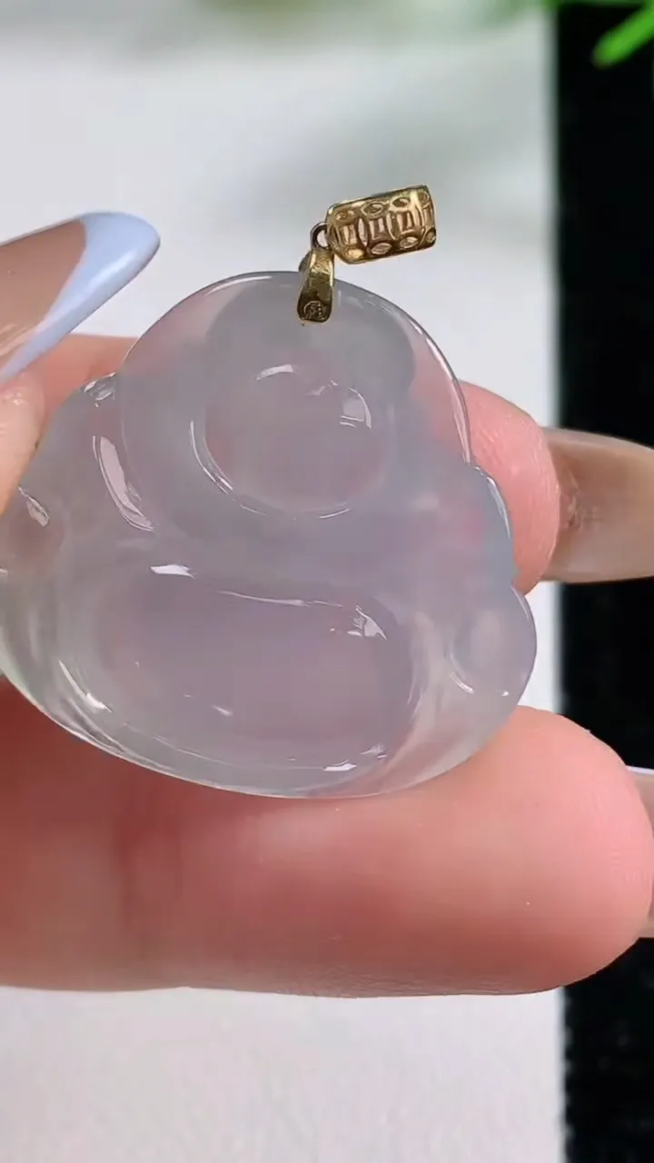 天然A货翡翠种紫罗兰佛公吊坠，尺寸23.8-25.7-6.1，重量:5.44g
11月3日