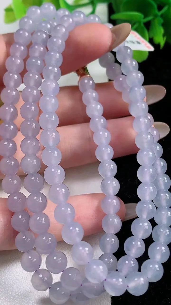 天然A货翡翠紫罗兰圆珠项链，尺寸6-108颗，重量:42.34g
11月3日