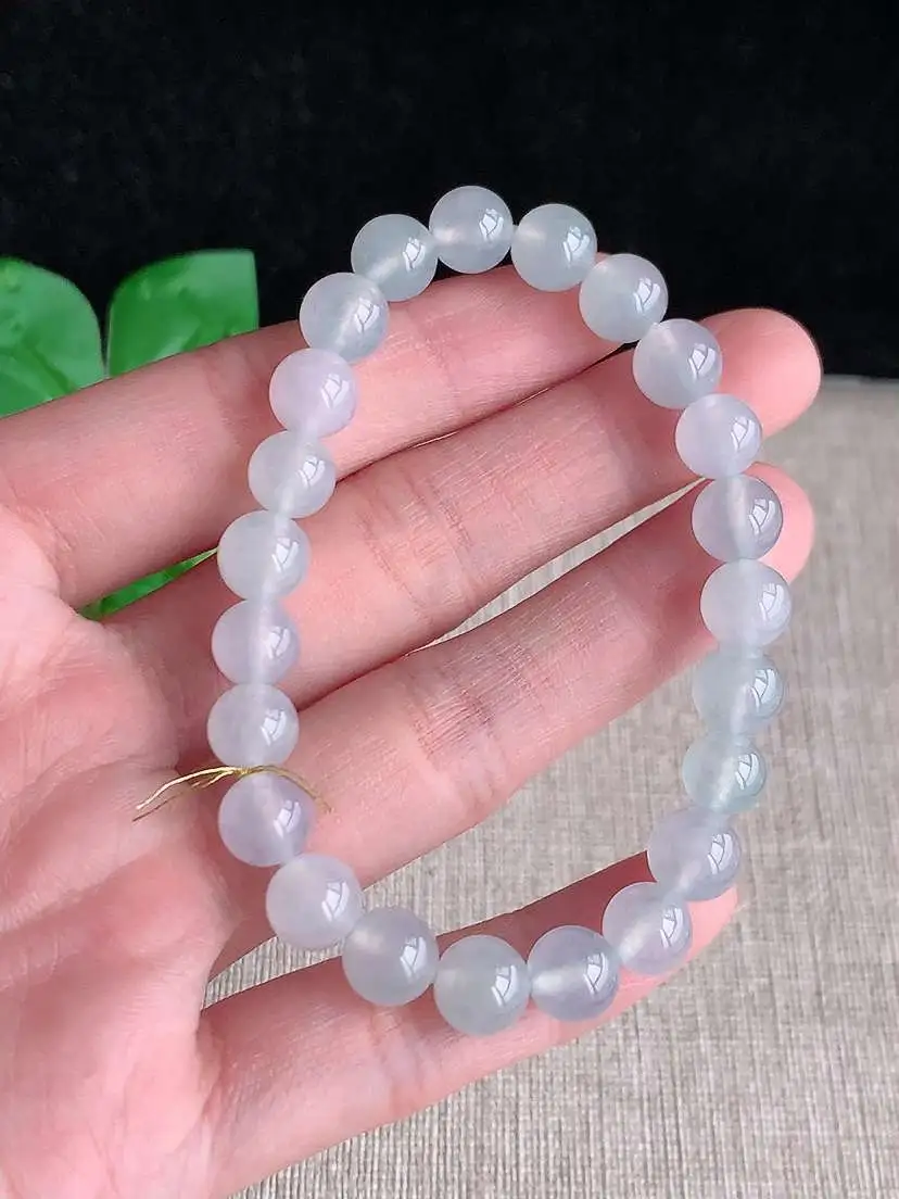 a货翡翠老坑冰种白月光圆珠佛珠手串23颗  尺寸8mm 重量19.72g 1103
