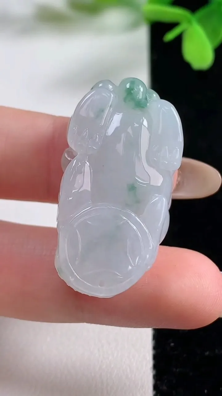 天然A货翡翠冰种飘花貔貅吊坠，尺寸35.2-18-11.6，重量:17.22g
11月3日