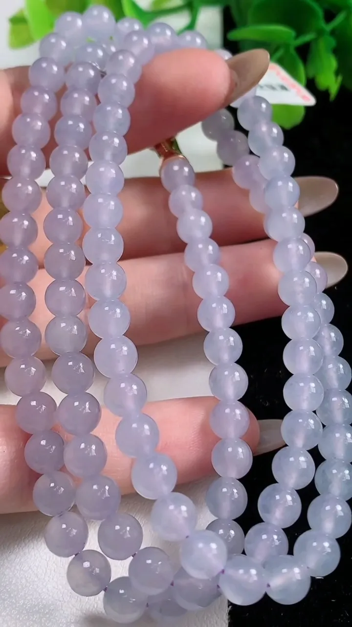 天然A货翡翠紫罗兰圆珠项链，尺寸6-108颗，重量:42.34g
11月3日