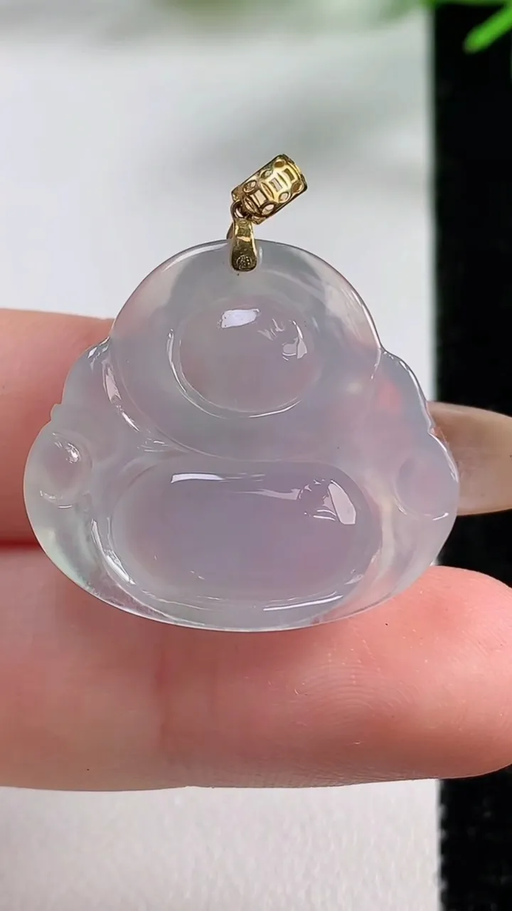 天然A货翡翠种紫罗兰佛公吊坠，尺寸23.8-25.7-6.1，重量:5.44g
11月3日