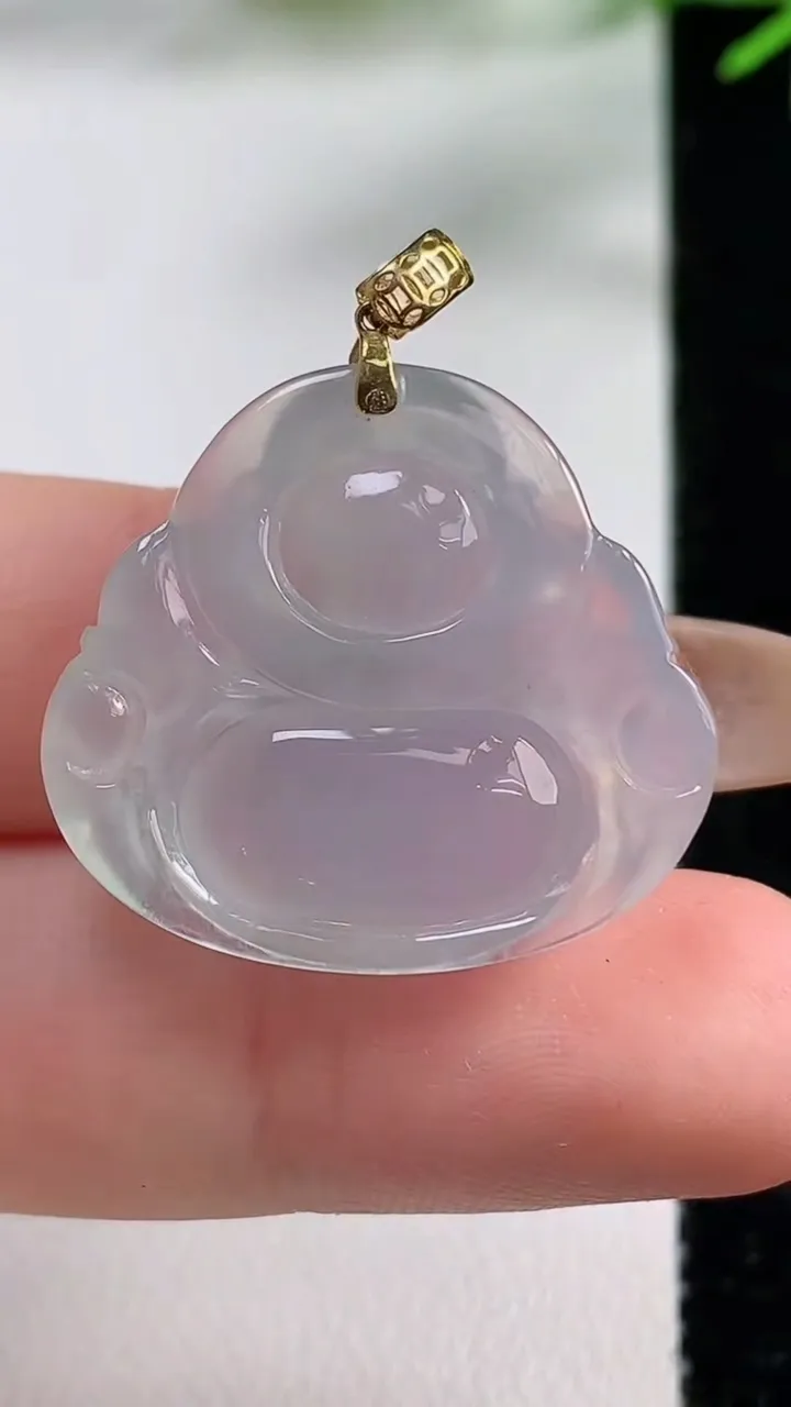 天然A货翡翠种紫罗兰佛公吊坠，尺寸23.8-25.7-6.1，重量:5.44g
11月3日