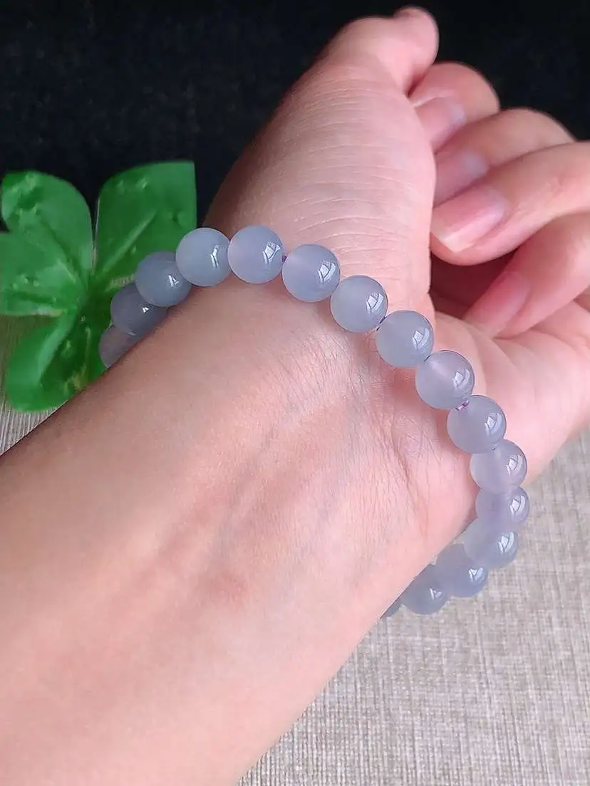 a货翡翠老坑冰种紫罗兰圆珠佛珠手串23颗  尺寸7.7mm 重量18.96g 1102