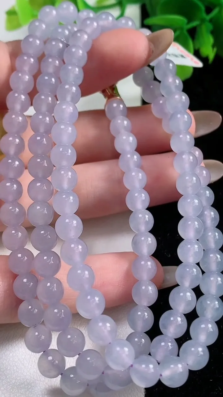 天然A货翡翠紫罗兰圆珠项链，尺寸6-108颗，重量:42.34g
11月3日