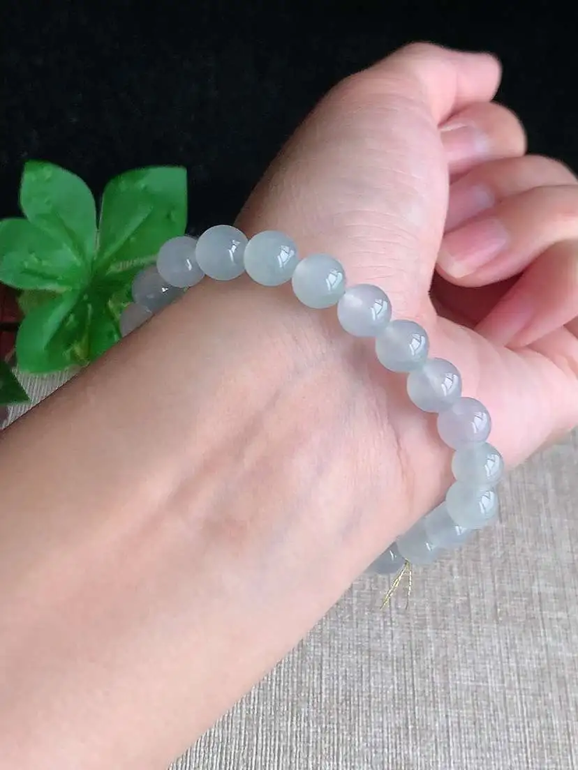 a货翡翠老坑冰种白月光圆珠佛珠手串23颗  尺寸8mm 重量19.72g 1103