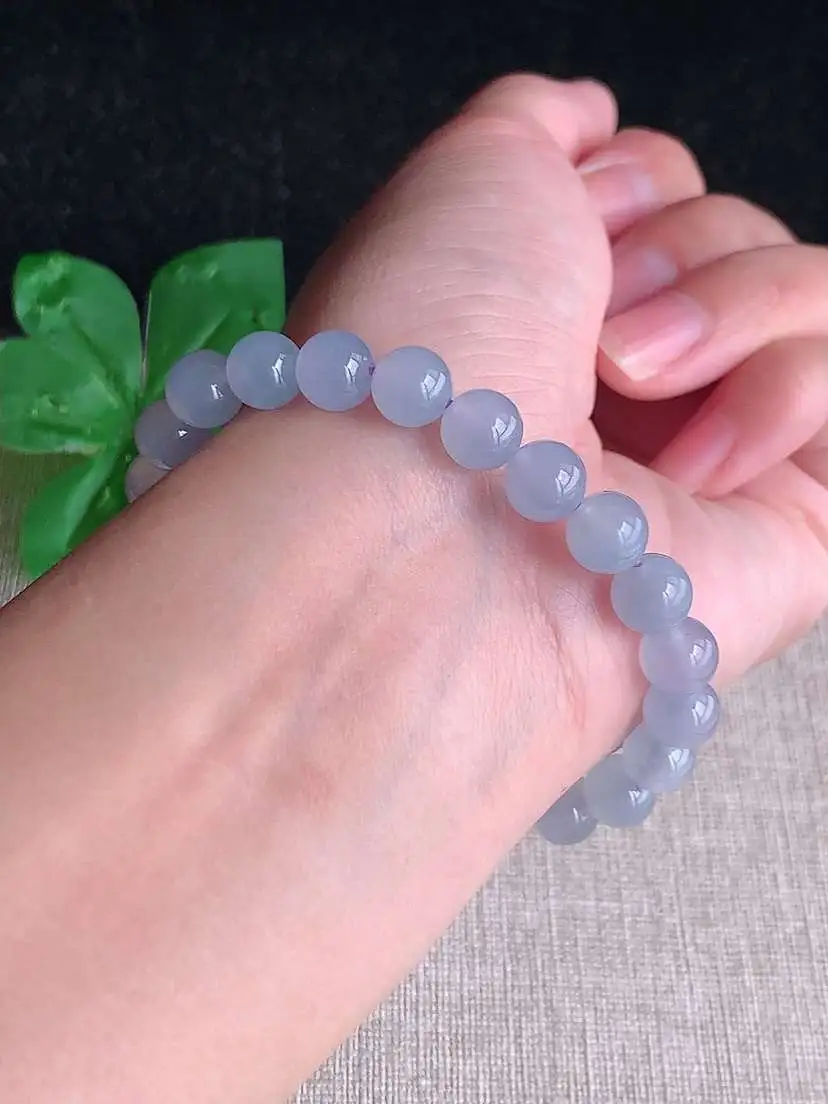 a货翡翠老坑冰种紫罗兰圆珠佛珠手串23颗  尺寸7.7mm 重量18.96g 1102