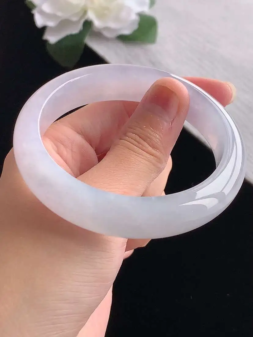 a货翡翠老坑冰种紫罗兰正装正圈手镯56-57圈口  尺寸56.3×13.3×8.2mm 重量61.56g 1103