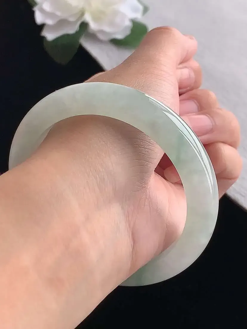 a货翡翠老坑冰种晴水正装正圈手镯57-58圈口  尺寸57.8×12×8.8mm 重量64.06g 1103