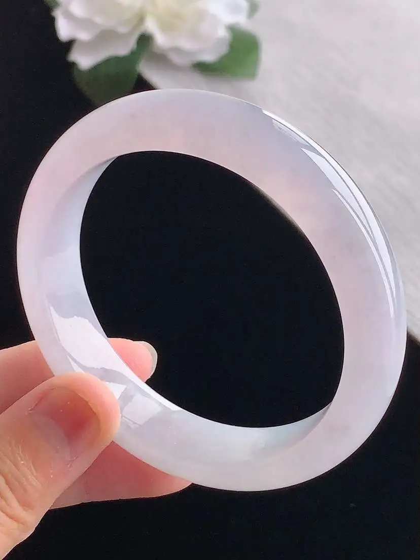 a货翡翠老坑冰种紫罗兰正装正圈手镯56-57圈口  尺寸56.3×13.3×8.2mm 重量61.56g 1103
