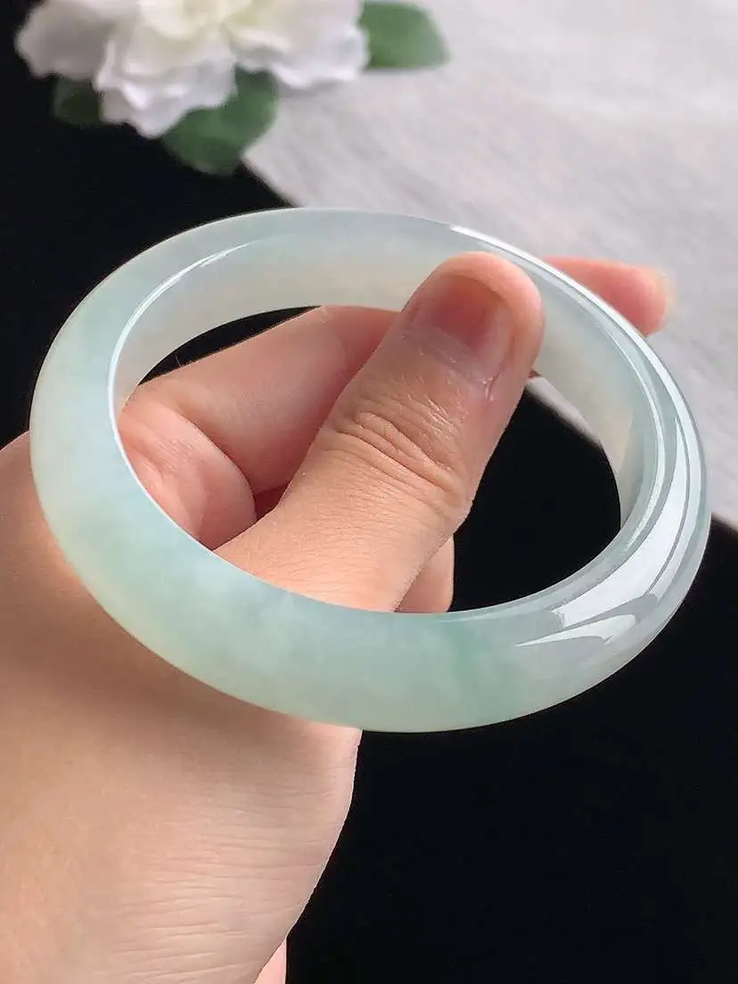 a货翡翠老坑冰种晴水正装正圈手镯55-56圈口  尺寸55.5×11.5×8.3mm 重量55.30g 1104