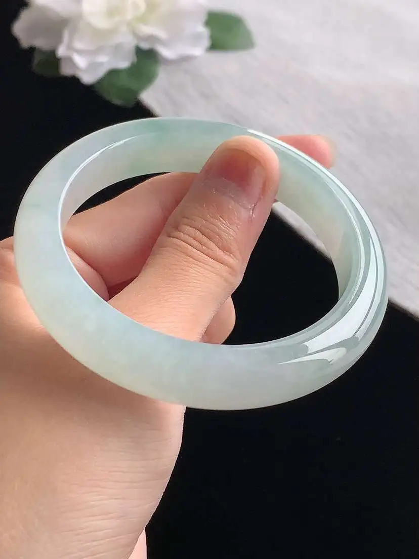 a货翡翠老坑冰种晴水正装正圈手镯55-56圈口  尺寸55.5×11.5×8.3mm 重量55.30g 1104