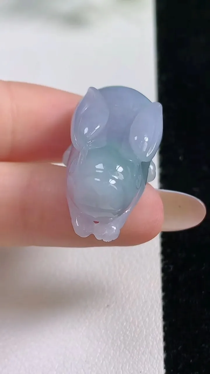 天然A货翡翠生肖兔吊坠，尺寸31-14.4-12，重量:13.98g
11月5日