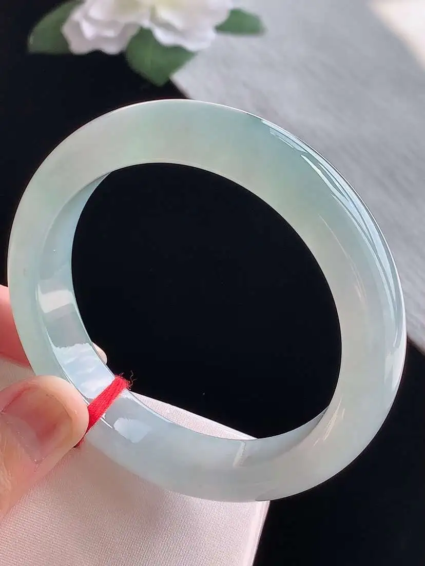 a货翡翠老坑冰种晴水正装正圈手镯57-58圈口  尺寸57.8×13×9mm 1105