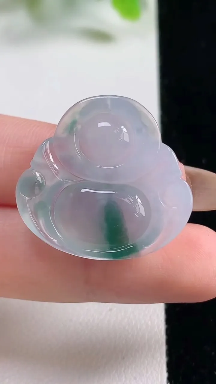 天然A货翡翠种飘花佛公吊坠，尺寸25.8-27.4-5.6，重量:5.96g
11月6日