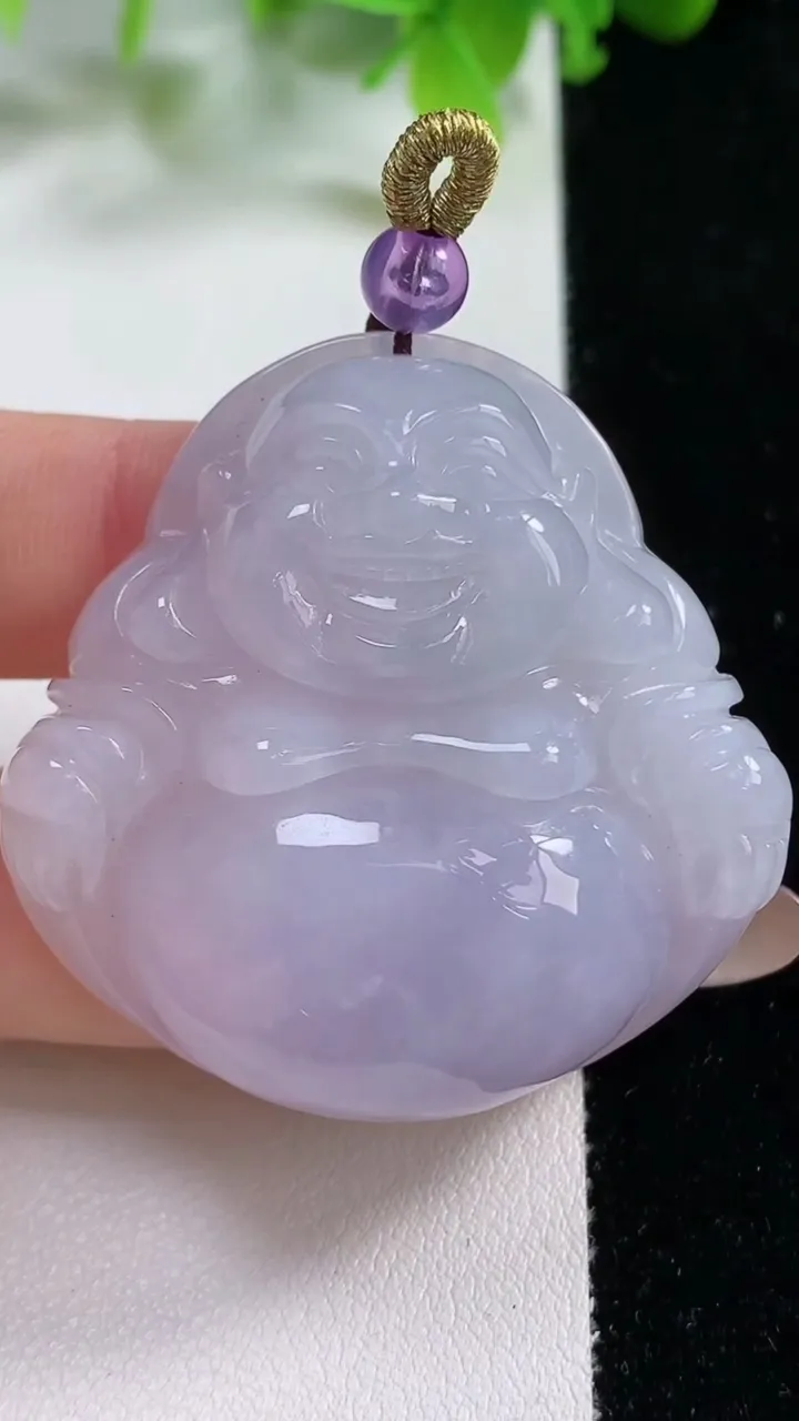天然A货翡翠冰种紫罗兰佛公吊坠，尺寸43.4-43.5-12.9，重量:36.54g
11月6日