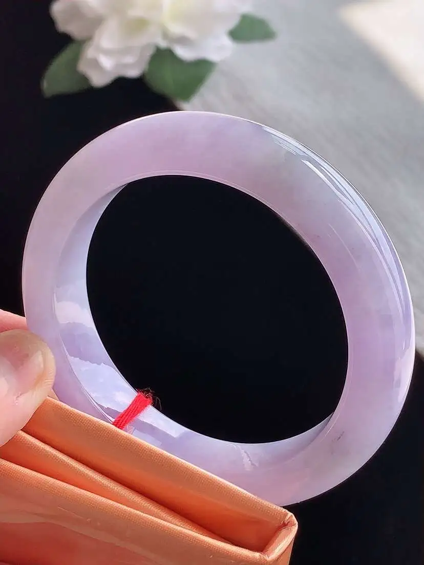 a货翡翠老坑冰种紫罗兰厚装正装正圈手镯54-55圈口 尺寸54.7×12.8×9.3mm 1105