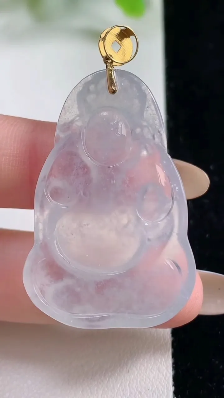 天然A货翡翠种白冰财神爷吊坠，尺寸42-27.2-5.8，重量:11.52g
11月6日