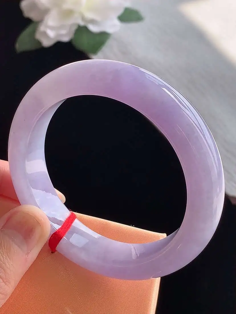 a货翡翠老坑冰种紫罗兰厚装正装正圈手镯54-55圈口 尺寸54.7×12.8×9.3mm 1105