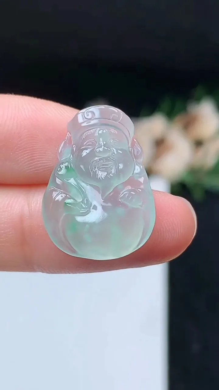 天然A货翡翠财神爷镶嵌件，尺寸22-16.2-4.8，重量:3.00g
11月7日