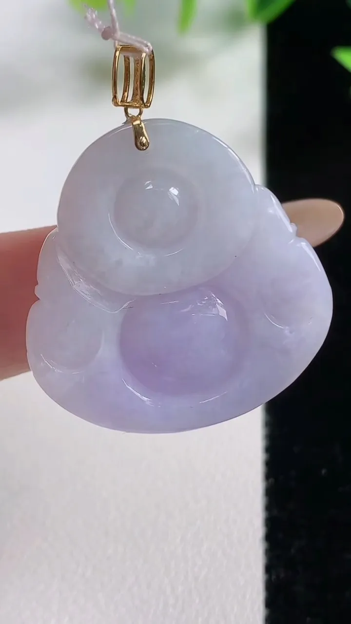 天然A货翡翠种紫罗兰佛公吊坠，尺寸29-29.2-7.4，重量:10.45g
11月9日