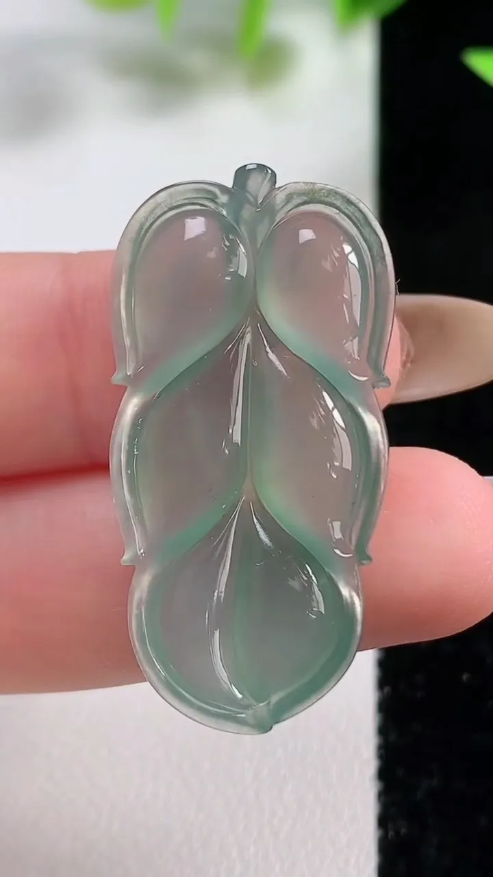 天然A货翡翠金枝玉叶 叶子镶嵌件，尺寸36.5-17.9-4.9，重量:5.47g
11月9日