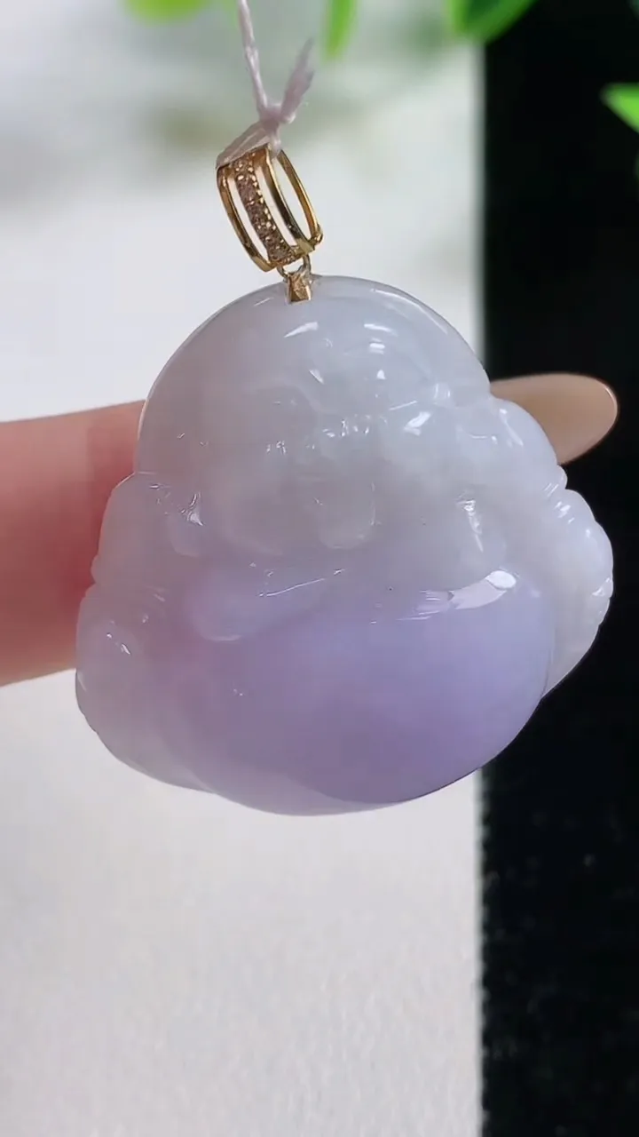 天然A货翡翠种紫罗兰佛公吊坠，尺寸29-29.2-7.4，重量:10.45g
11月9日
