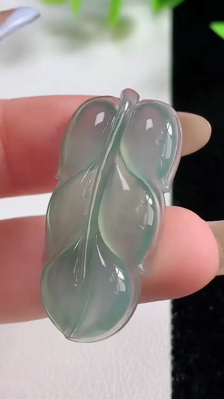 天然A货翡翠金枝玉叶 叶子镶嵌件，尺寸36.5-17.9-4.9，重量:5.47g
11月9日