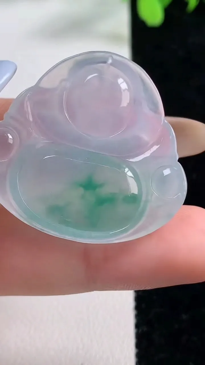 天然A货翡翠种飘花佛公吊坠，尺寸31.8-34.5-5.7，重量:9.72g
11月9日