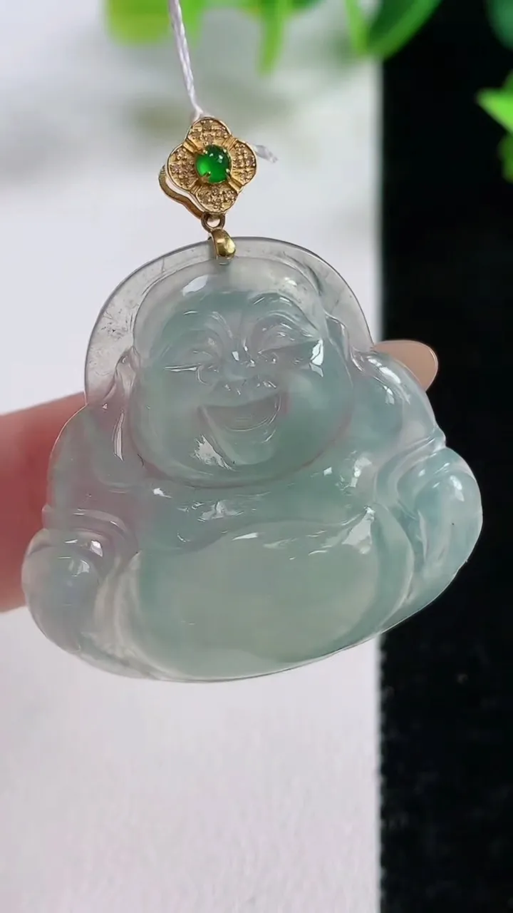 天然A货翡翠佛公吊坠，尺寸31.3-32-4.3，重量:8.40g
11月9日