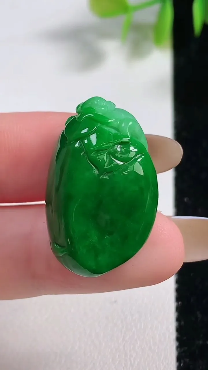 天然A货翡翠福瓜吊坠，尺寸27.5-17.2-12，重量:9.17g
11月10日