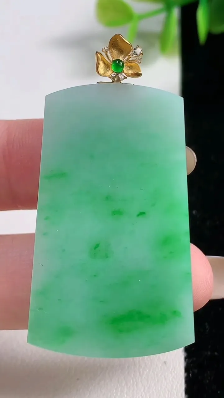 天然A货翡翠无事牌吊坠，尺寸43-26.2-3.5，重量:12.31g
11月10日