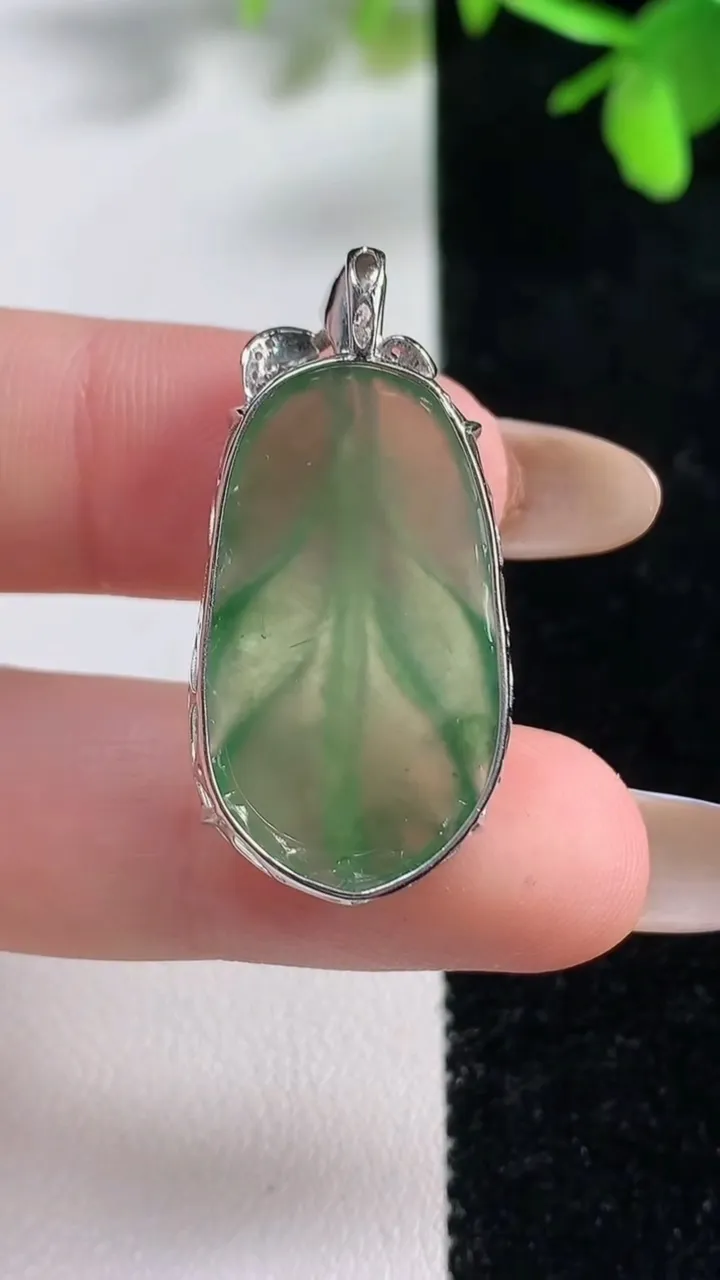 天然A货翡翠金枝玉叶 叶子吊坠，尺寸27-16.3-6.4，重量:4.61g
11月11日