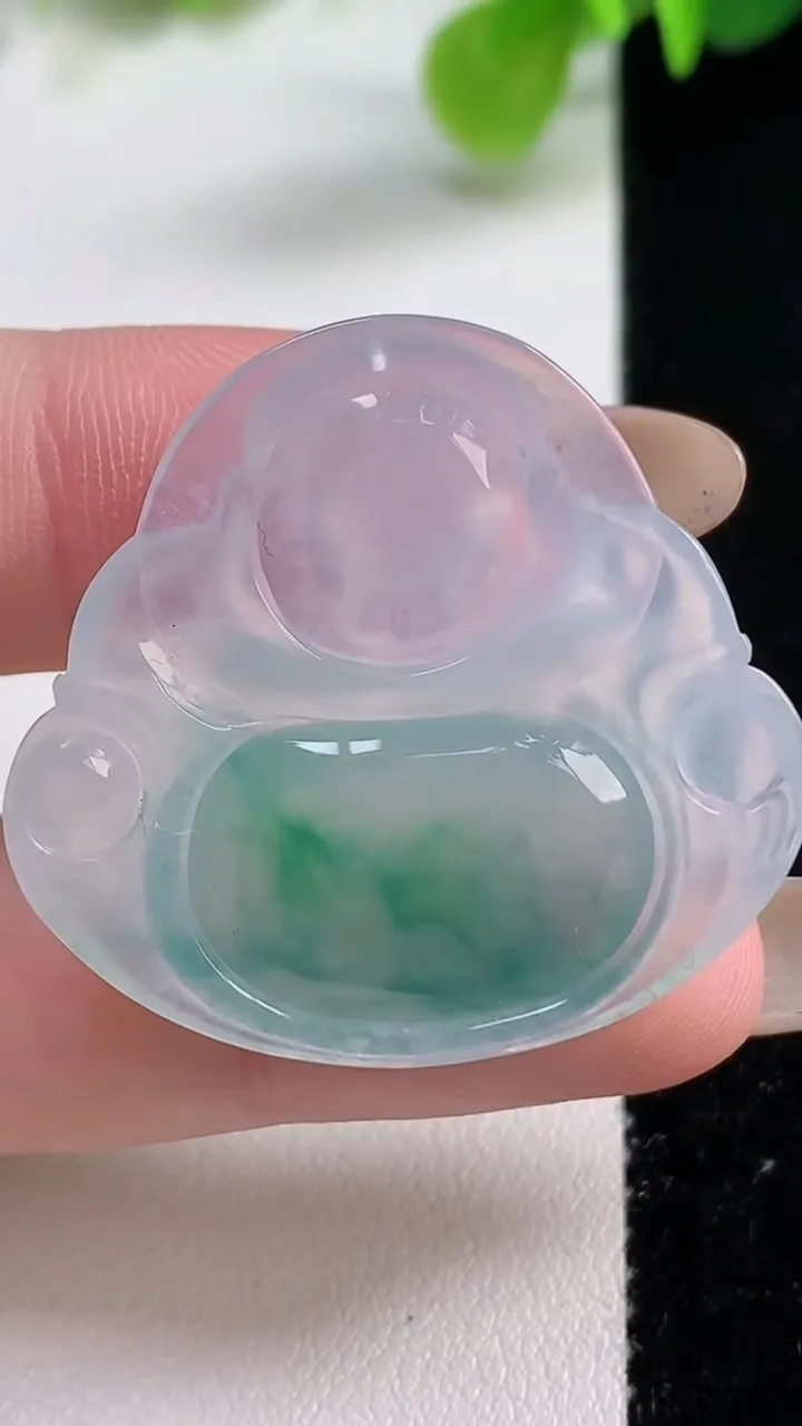 天然A货翡翠种飘花佛公吊坠，尺寸32-34.4-6，重量:10.05g
11月12日