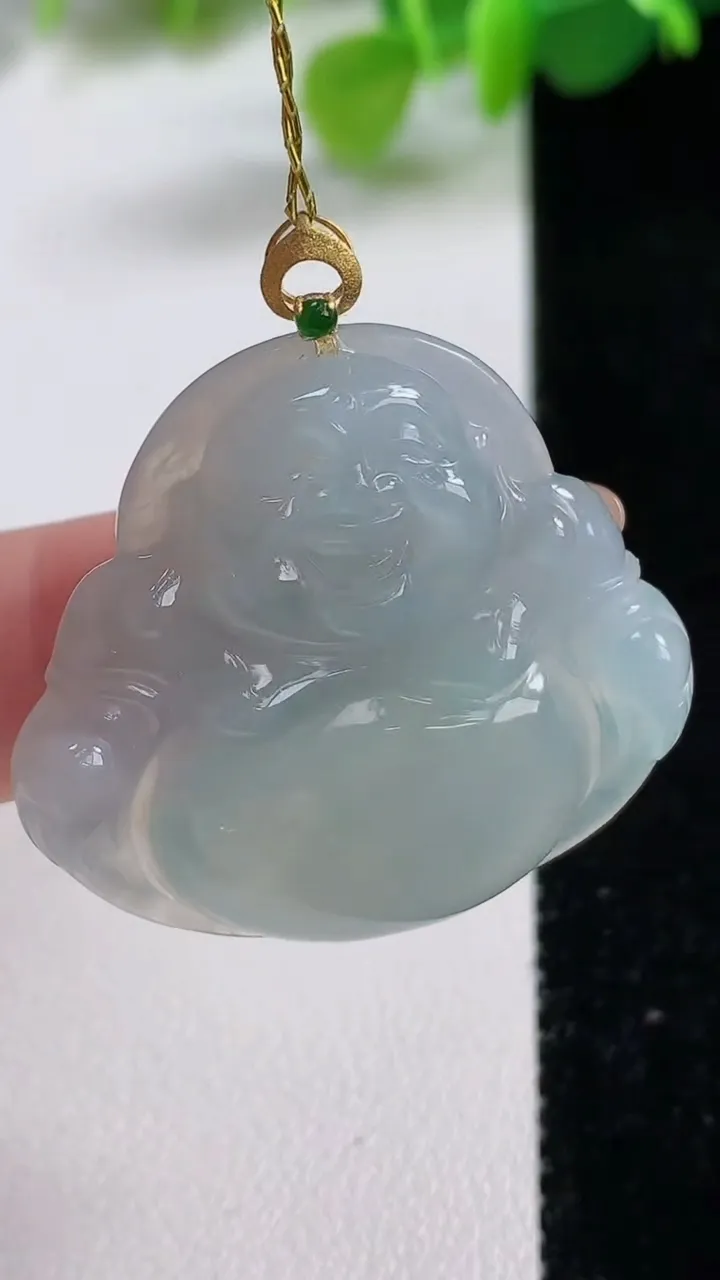 天然A货翡翠佛公吊坠，尺寸31.8-34-6.3，重量:9.76g
11月12日