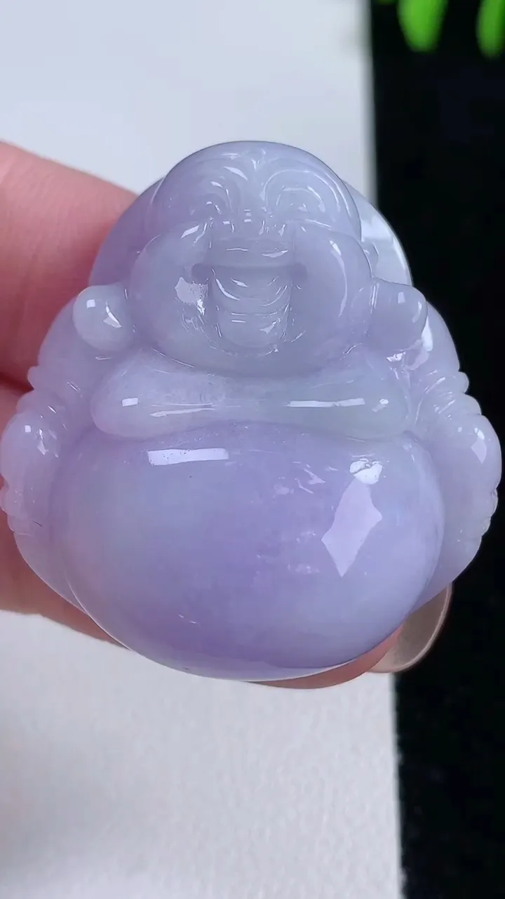 天然A货翡翠紫罗兰佛公吊坠，尺寸34.6-33.2-12.6，重量:26.50g
11月14日