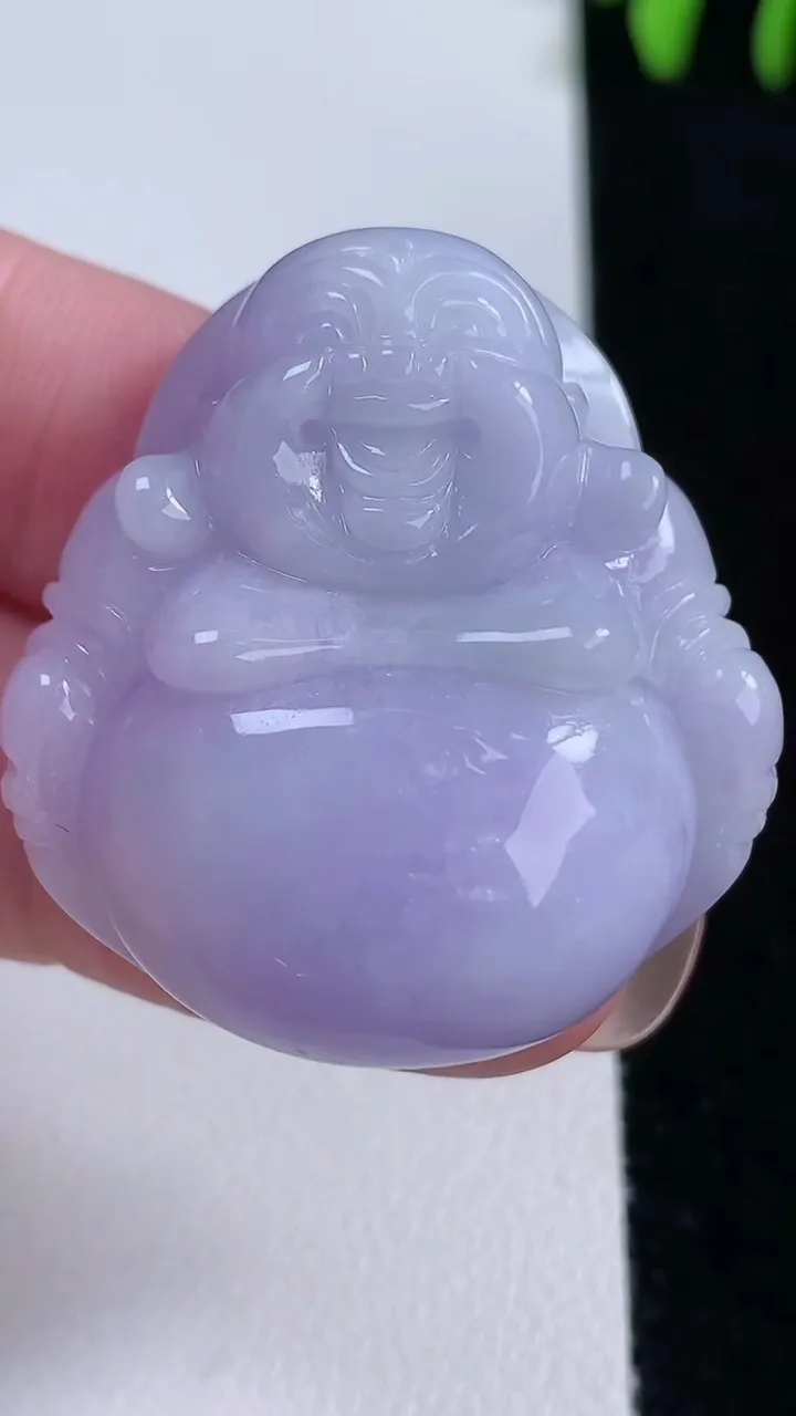 天然A货翡翠紫罗兰佛公吊坠，尺寸34.6-33.2-12.6，重量:26.50g
11月14日