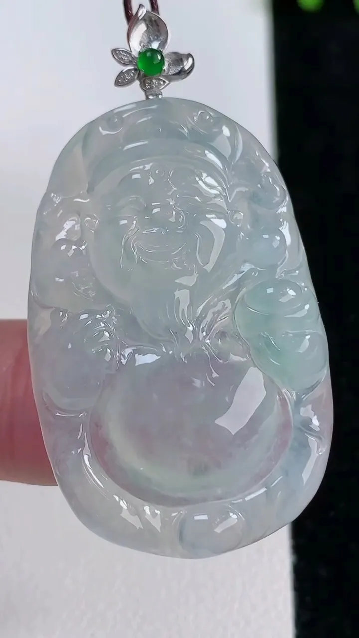 天然A货翡翠财神爷吊坠，尺寸38.8-25.2-5.6，重量:11.77g
11月14日