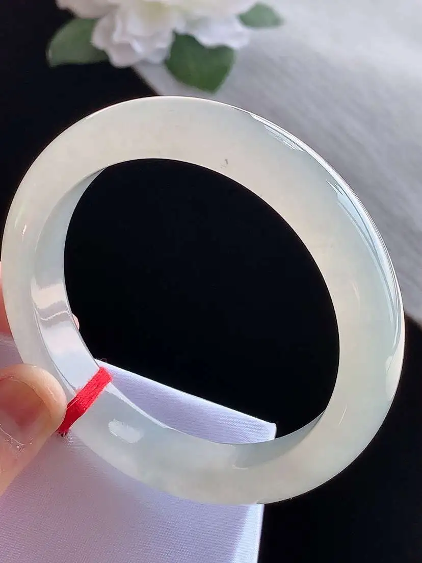 a货翡翠老坑冰种晴水正装正圈手镯59-60大圈口  尺寸59×13×9mm 1115